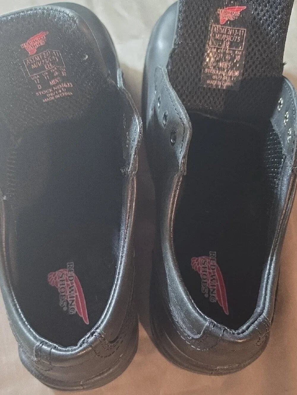 Red Wing Shoes Black Slip-On Work Loafers with Red Logo Tab